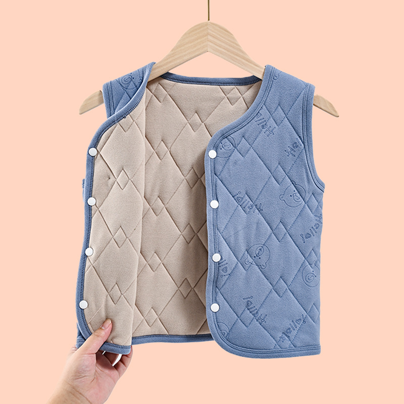 Picture of Autumn and winter children's cotton vest boys and girls wear cotton vest children's school uniform artifact baby warm waistcoat