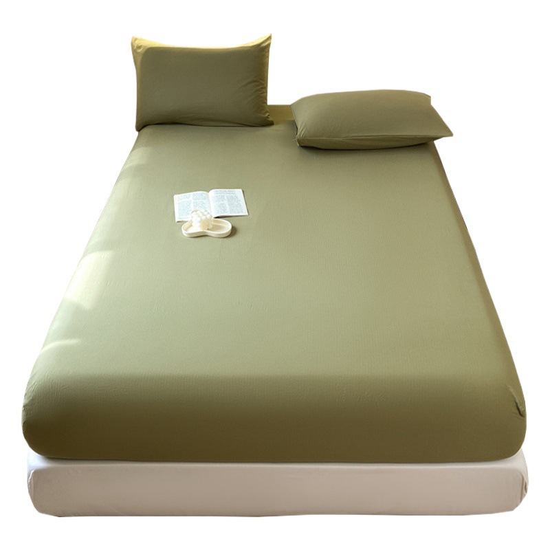 Cotton Xiaozhu cotton bed cover class a mattress cover protective cover washed light luxury thickened brushed white solid color hotel bed cover factory