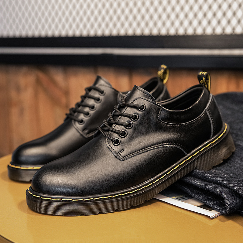 Spring New Low Top Big Toe Black Workwear Martin Men's Shoes Plus Size British Style Casual Shoes