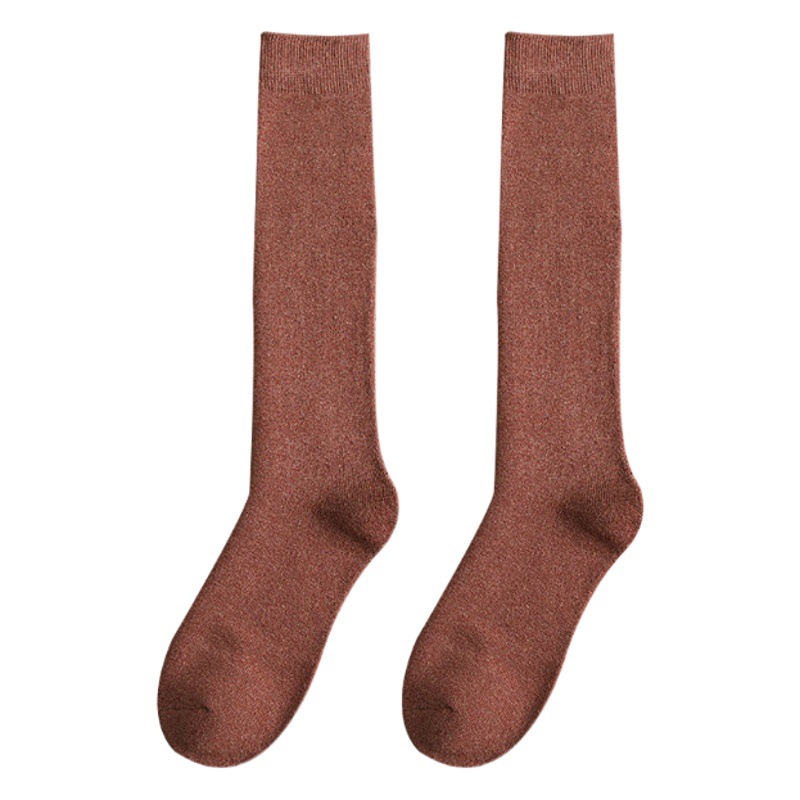Women's Foot Socks with Velvet Thickened Winter Slimming Loop and Knee Socks High-tube Stockings Women's Instagram Style Super Thick Warm