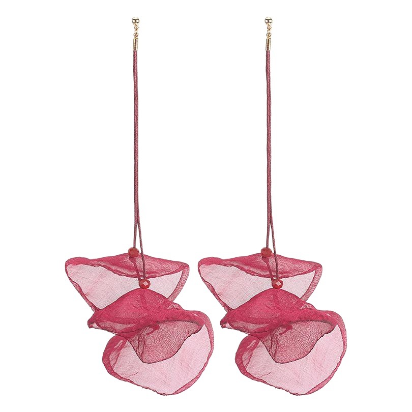 South Korea super fairy temperament transparent mesh lace flower multi-layer earrings ins exaggerated goddess gentle long earrings