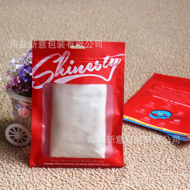 Fishbone Seal Export Clothing Packaging Bag Color Printed Intimates Bag Window Frosted Composite Plastic Ziplock Bag