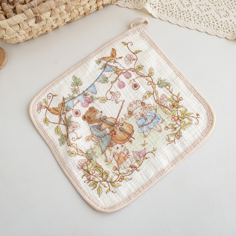 Picture of Class A baby saliva towel four layer cotton crepe square towel soft absorbent children's square towel kindergarten baby towel