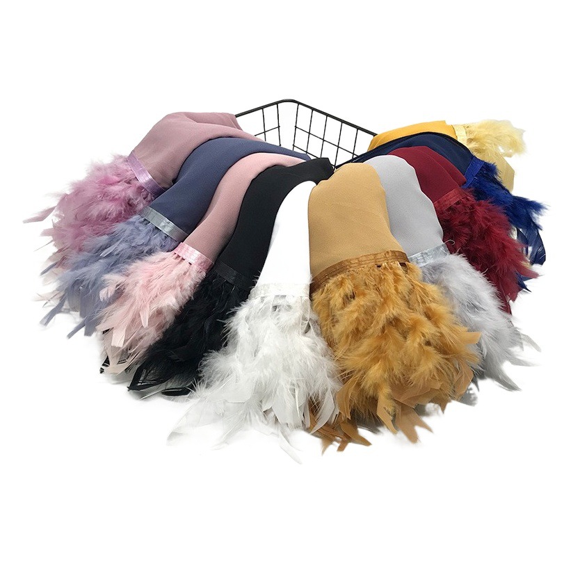 Cross-border 75D Pearl Chiffon Malaysia Turban Hui Scarf Turkey Feather Scarf Middle East Africa hijab