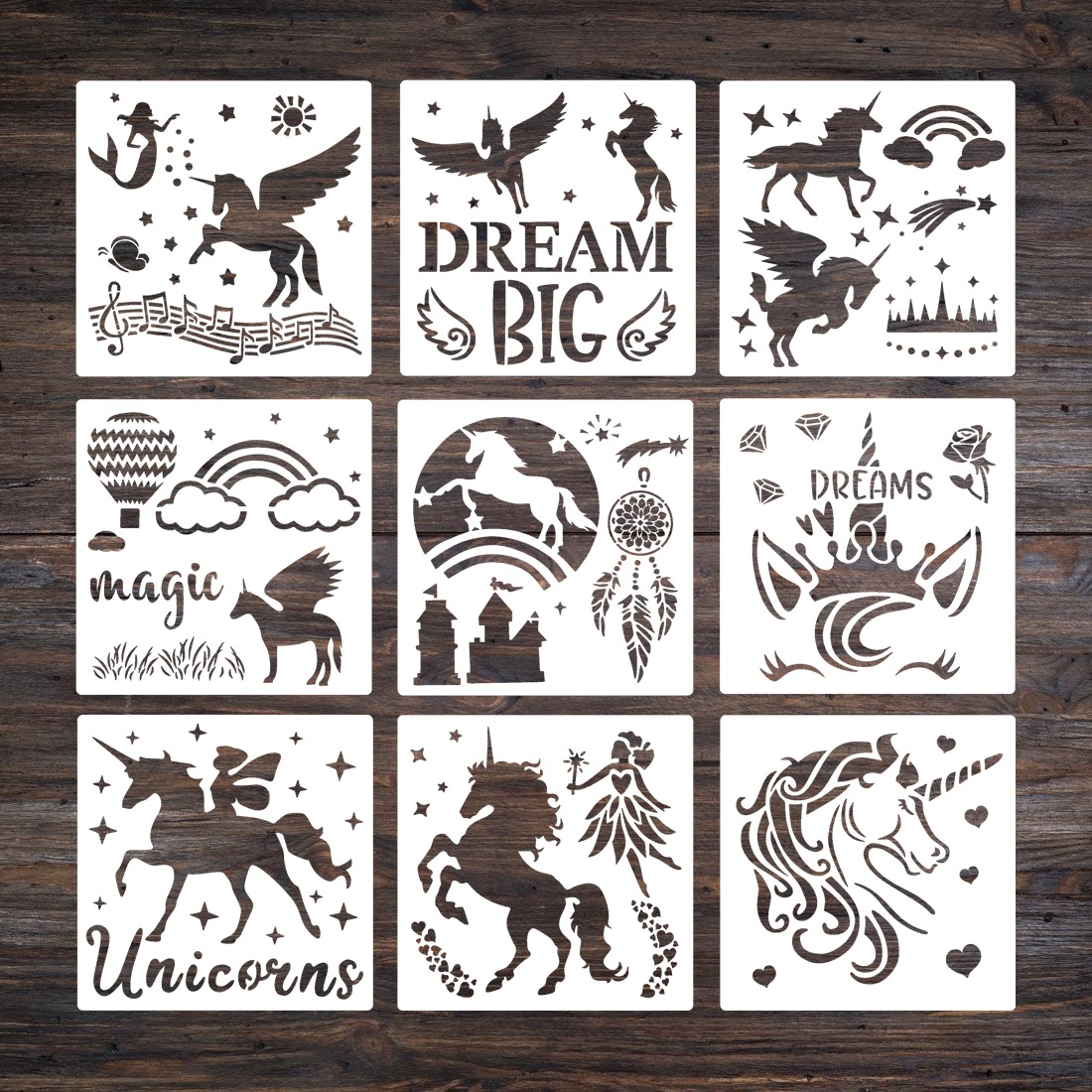 Unicorn pattern hollow template painting template Dream Catcher Net elf unicorn cross-border diy hollow ruler