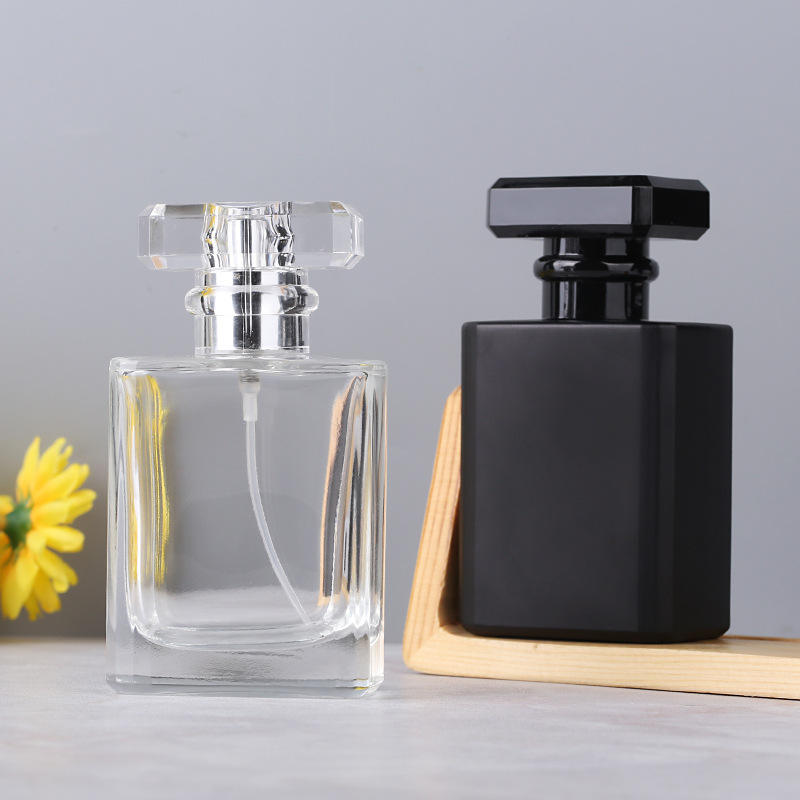 Picture of 30ml50ml flat square bottle glass perfume bottle liquid spray perfume bottle glass cosmetic empty bottle