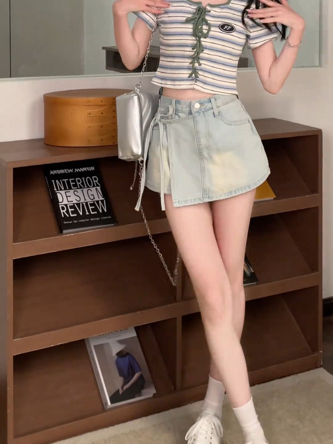 Loose Denim Culottes for Women 2025 Spring and Summer Anti-Exposure Sweet and Spicy Cute A-Line Hip-Covering Short Skirt Pants