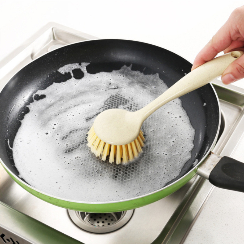 Wholesale Kitchen Long-Handled Pot Brush Cleaning Brush Household Decontamination Pot Washing Brush Dishwashing Brush Sink Stove Cleaning Brush