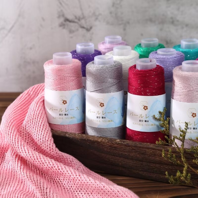 Silk cotton lace thread silver sequins 50g spring and autumn hand woven wool bright silk thread hand diy crocheted hollow shirt
