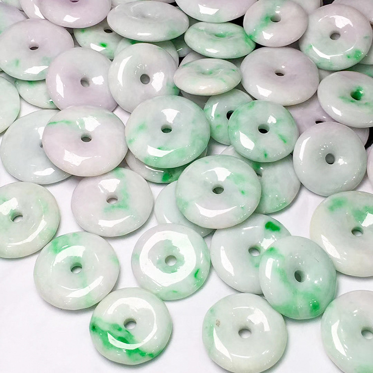 Factory Wholesale natural Jade A goods peace buckle pendant spring color peace buckle jade pendant jade pendant gift