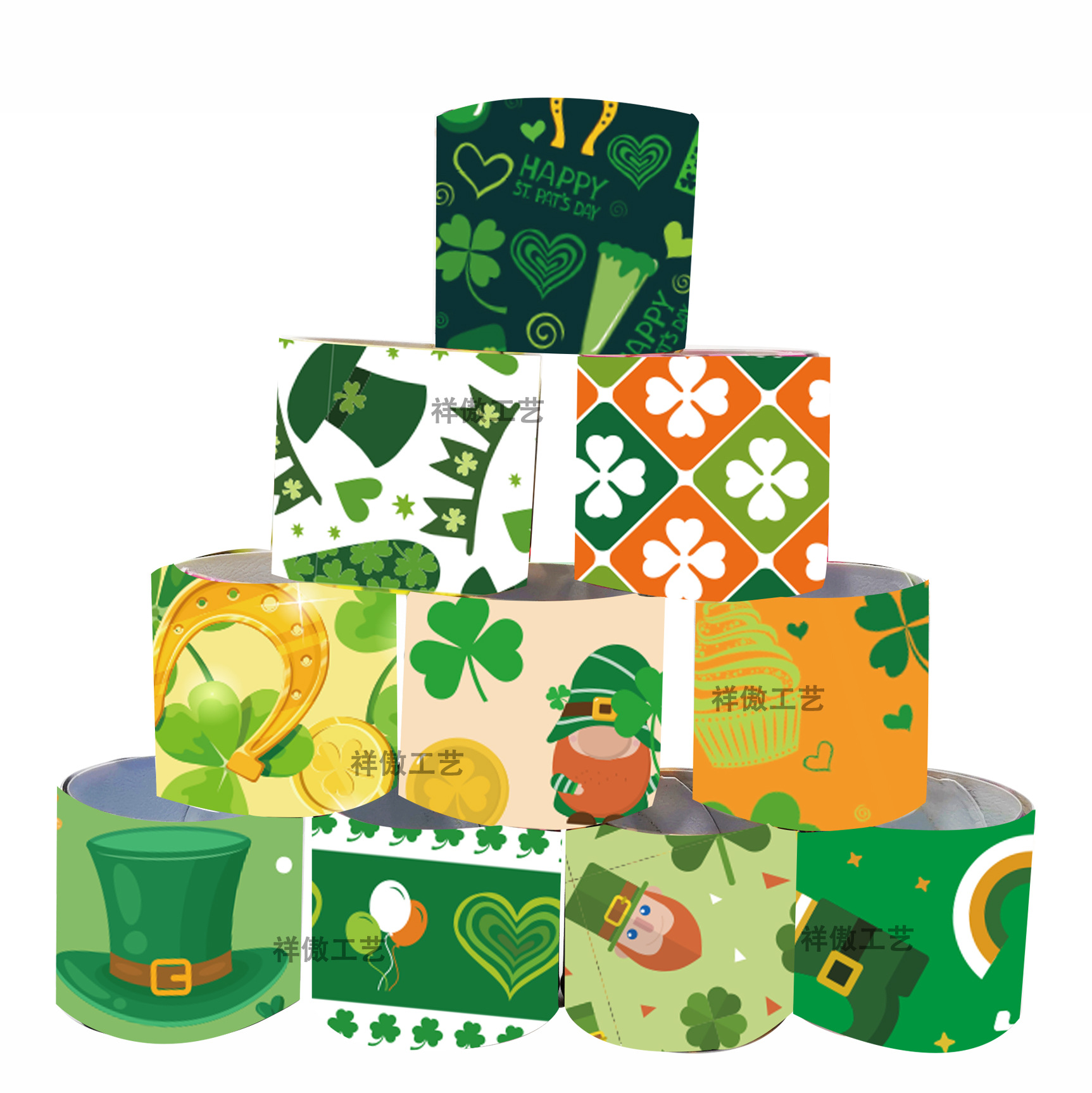 Picture of Cross-border St. Patrick's St. Patrick's Day snap ring bracelet clover clap ring lucky ring