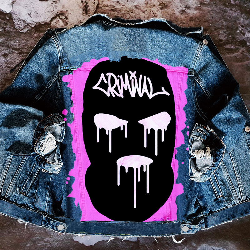 Picture of 2270 * cartoon portrait printing European and American street graffiti denim coat cowgirl coat winter Foreign Trade single product