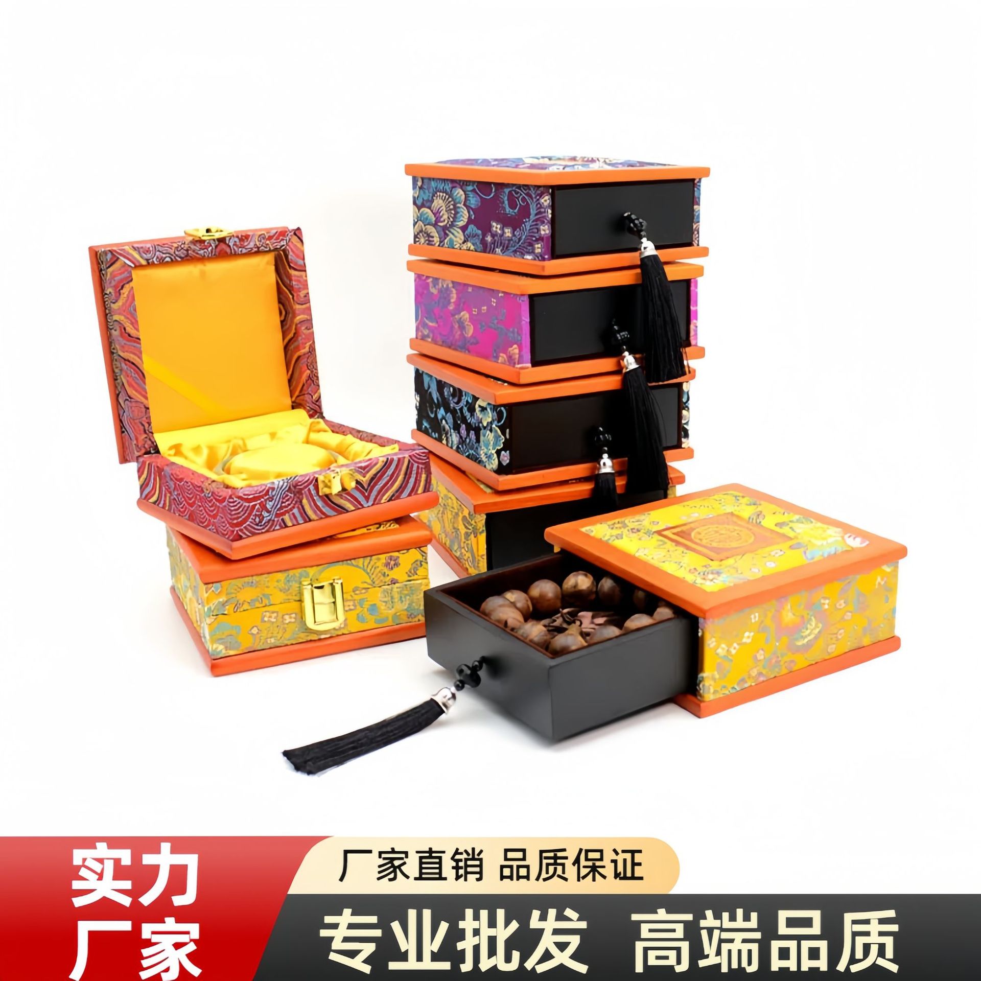 Vintage wooden high-grade jewelry box box tassel box bracelet box text play bracelet box wholesale in stock