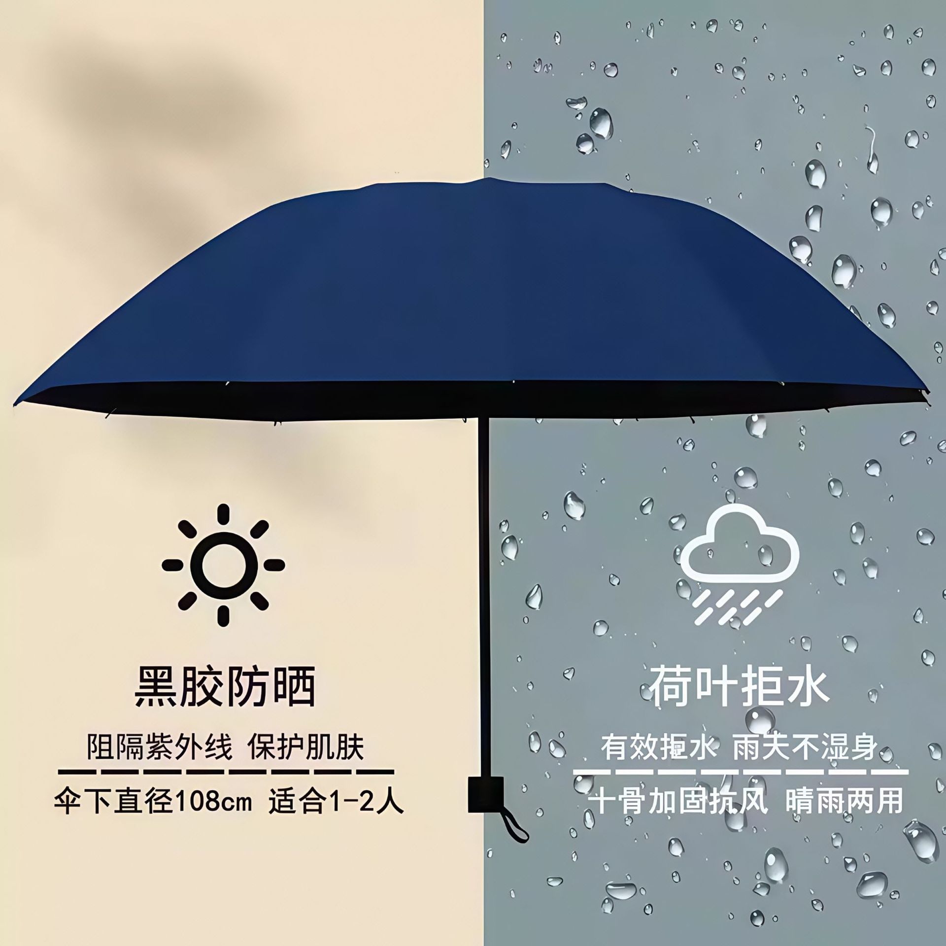 Picture of UV Umbrella Custom Wholesale UV Protection Thickened Sun Protection Sunshade Umbrella Sun Umbrella Folding Sunny and Rainy Umbrella for Men and Women