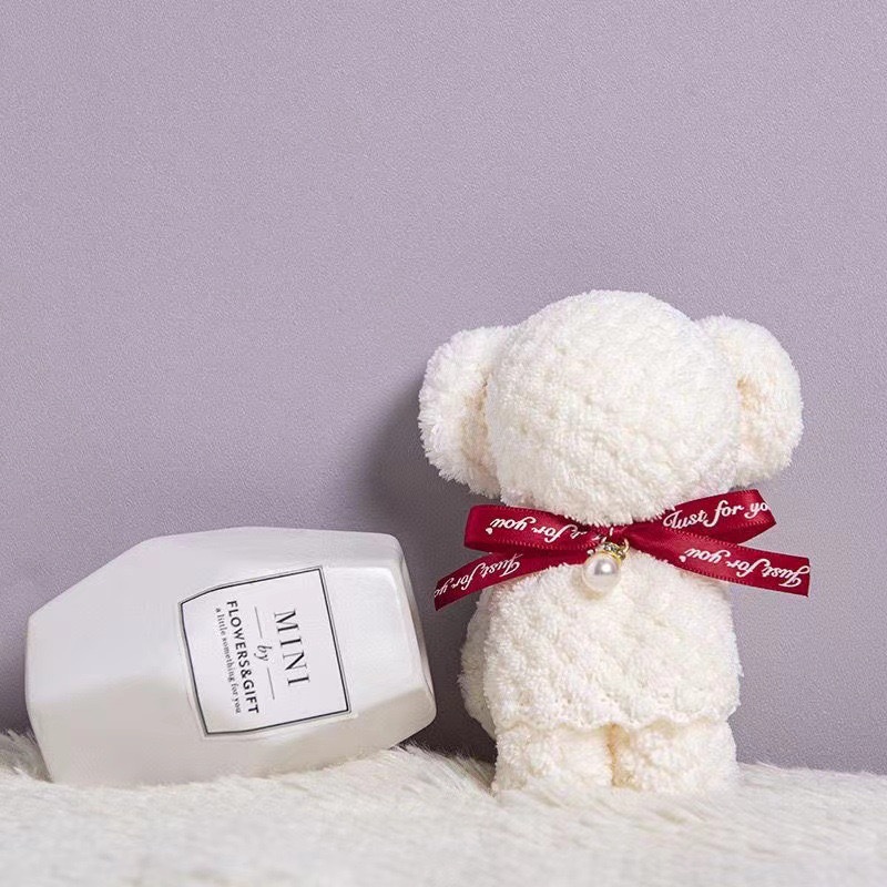 Picture of Coral Fleece Cute Bear Square Bridesmaid Best Man Accompanying Gift Opening Ceremony Shop Gift Pineapple Small Towel