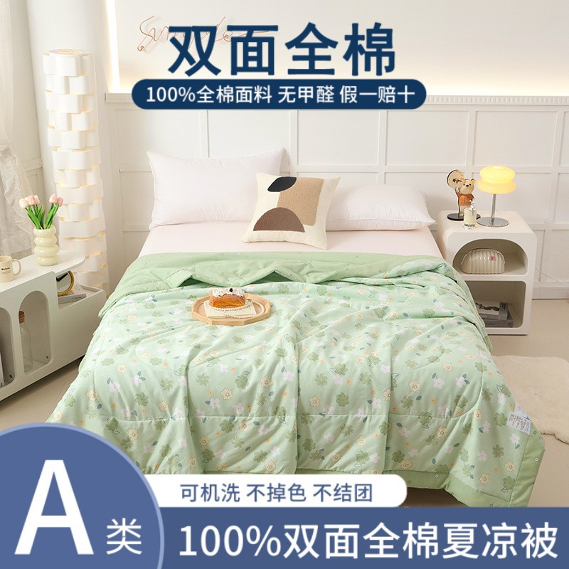 Picture of Class A double-sided cotton summer quilt air conditioning quilt 100 cotton summer quilt single-pair machine washable summer thin quilt wholesale