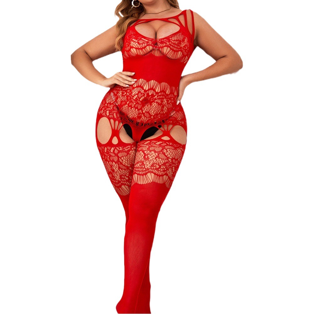 Sexy lingerie open-end Dew passion suit transparent temptation sexy fishing net striped stockings one-piece mesh uniform