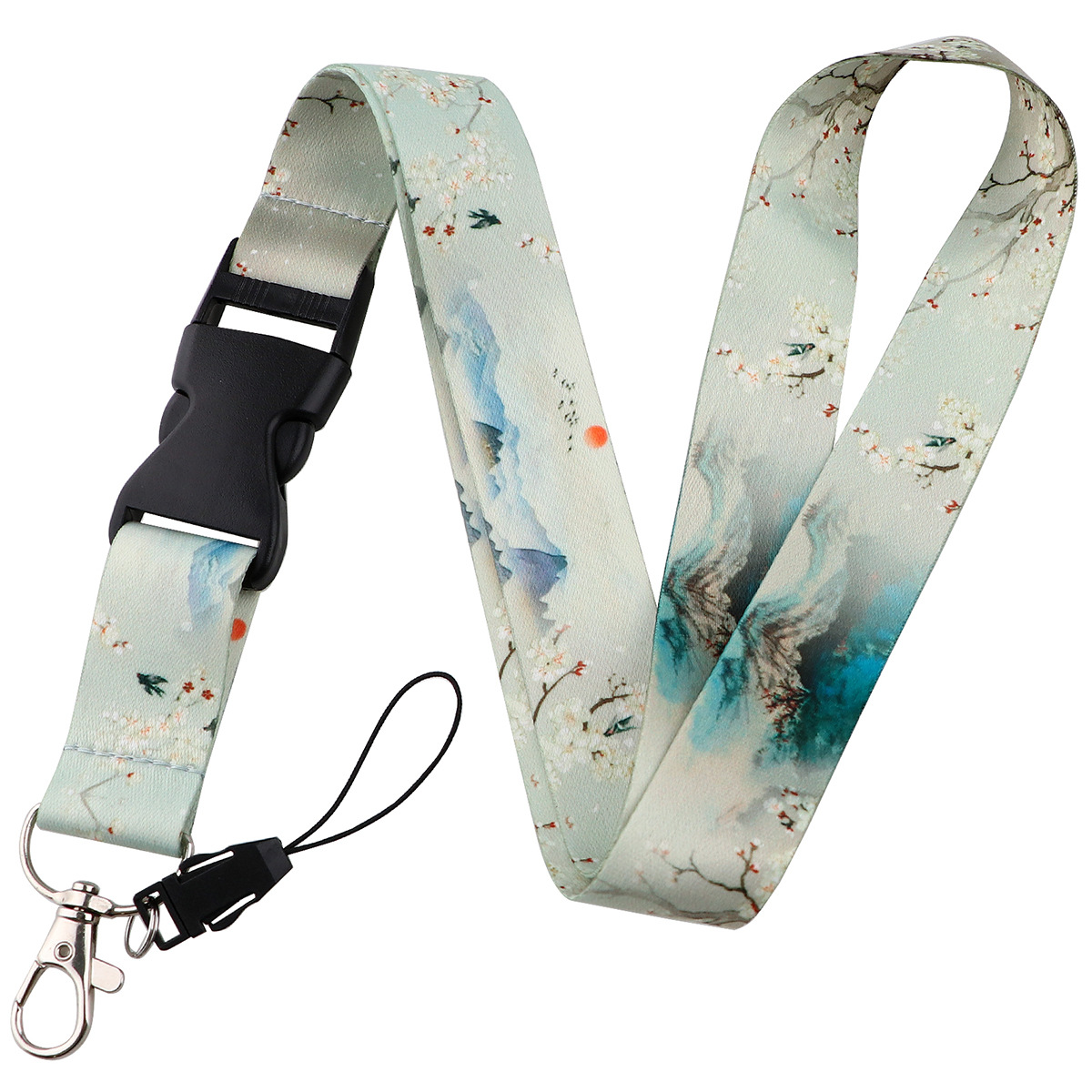 Picture of Buckle Rainbow Butterfly Moon Lanyard Card Set Ribbon Student Hanging Rope Cartoon Animal Combination Work Card Mobile Phone Rope