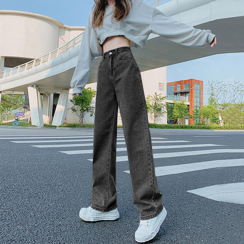 Picture of Korean version of jeans women's summer and autumn 2022 new high waist loose straight tube drape casual chubby girl wide leg pants tide