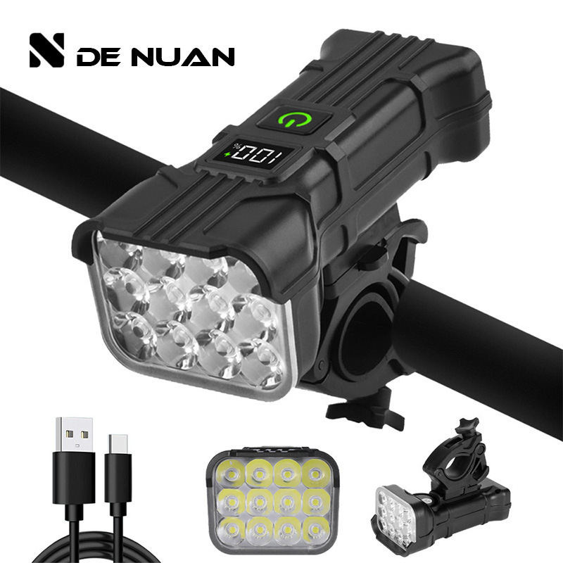 Cross-border new dual 16LED bicycle lights USB charging live display outdoor riding lighting mountain bike headlights