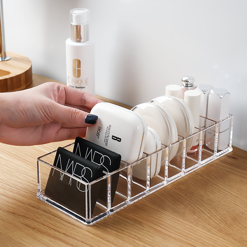 Desktop Cosmetic Storage Box Transparent and Separable Household Divided Storage Rack for Skin Care Products in Student Dormitory Lipstick