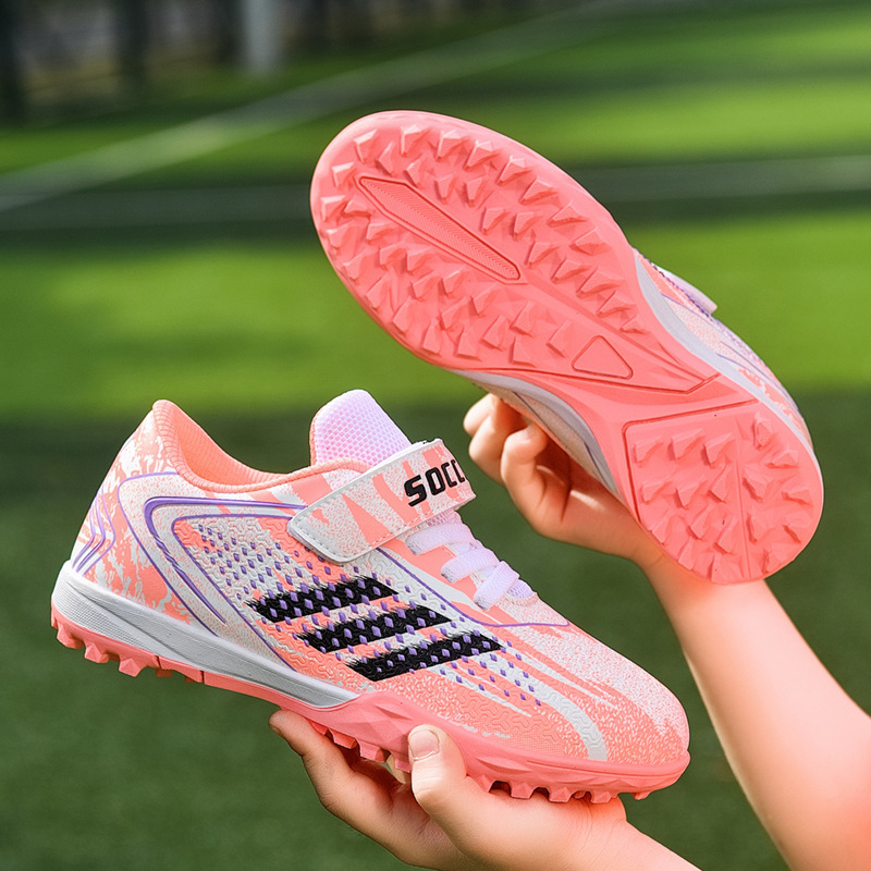 Summer Breathable Mesh Kidsren's Football Shoes Boys Girls Students Kidsren's Non-Slip Broken Nails Tf Training Shoes Without Spikes