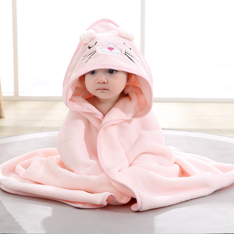Picture of Coral Velvet Blanket, Kidsren's Cloak Bath Towel, Absorbent Bath Towel, Baby Cartoon Wrap Towel, Storable Coral Velvet Wrap Towel