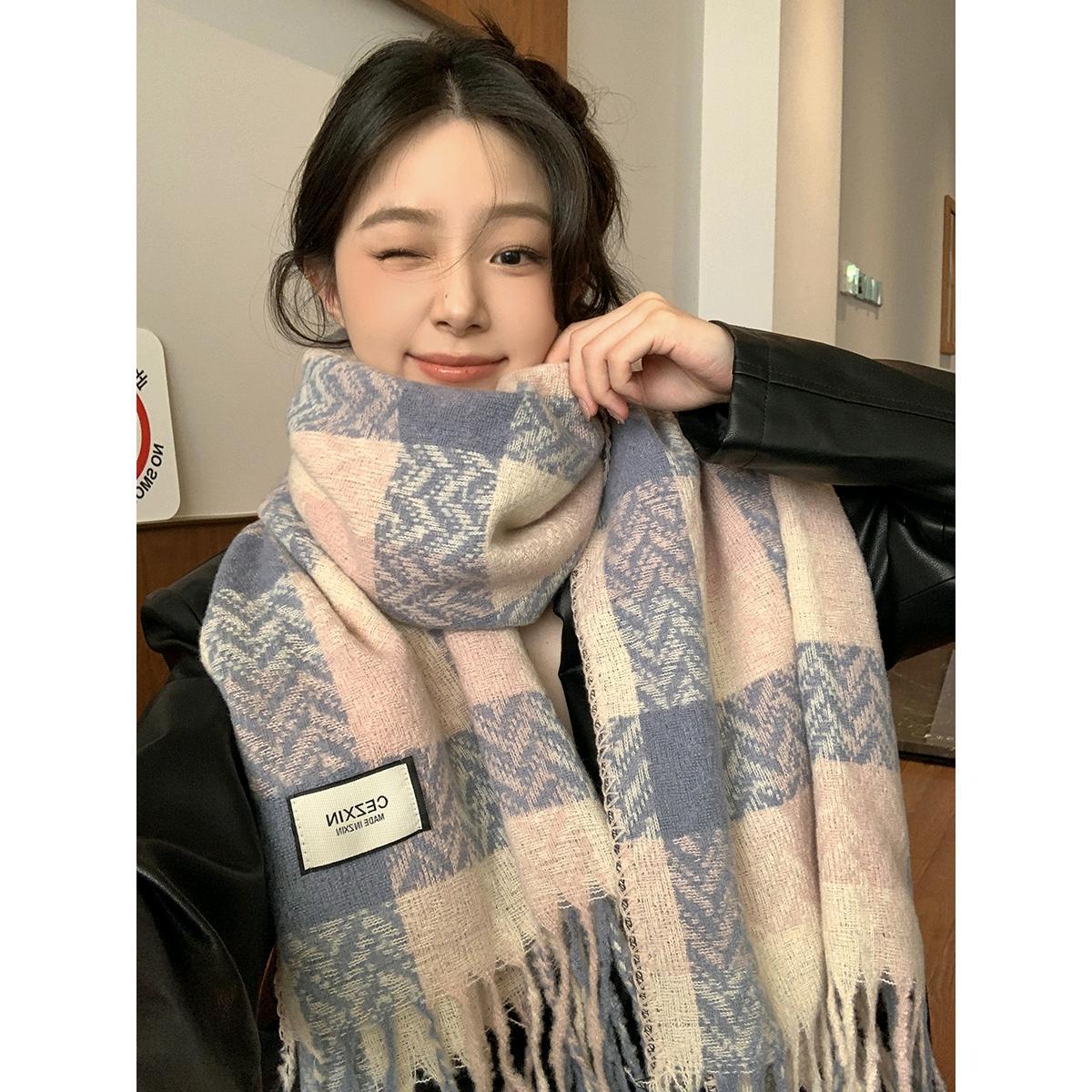 Picture of South Korea Designer New Plaid Tassel Scarf Women's Autumn and Winter Soft Warm Shawl High-end All-match Neck Fashion