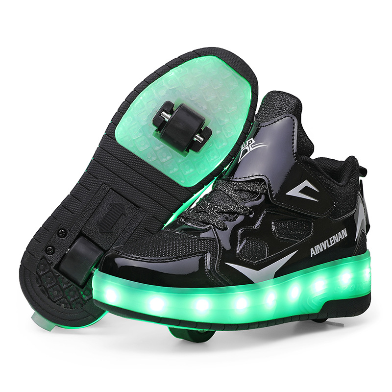 Factory skates luminous shoes charging children and teenagers roller skates skates in stock wholesale heelloo shoes