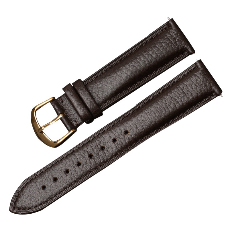 Factory wholesale litchi pattern watch strap genuine leather soft double-sided first layer cowhide watch strap men and women breathable switch ear