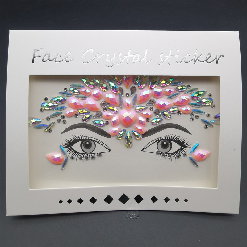Picture of Internet Celebrity DIY Face Stickers, Eyebrow Stickers, Acrylic Accessories, Colorfulful Forehead Decoration, Masquerade Face Rhinestone Stickers