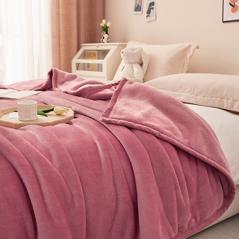 Picture of Quality Inspection Solid Color Milk Fleece Blanket Ferret Blanket Warm Thickened Winter Gift Bed Sheet Small Quilt Knee Blanket