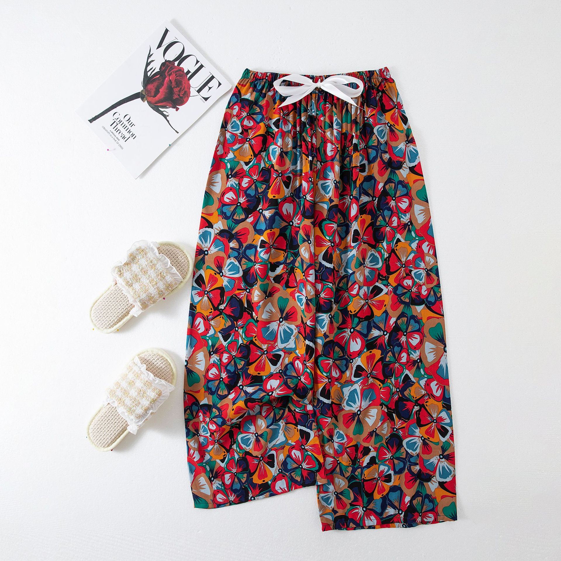 Picture of Cotton silk pajama pants women's spring and summer artificial cotton beach pants can be worn outside plus size cotton silk home wear cropped pants