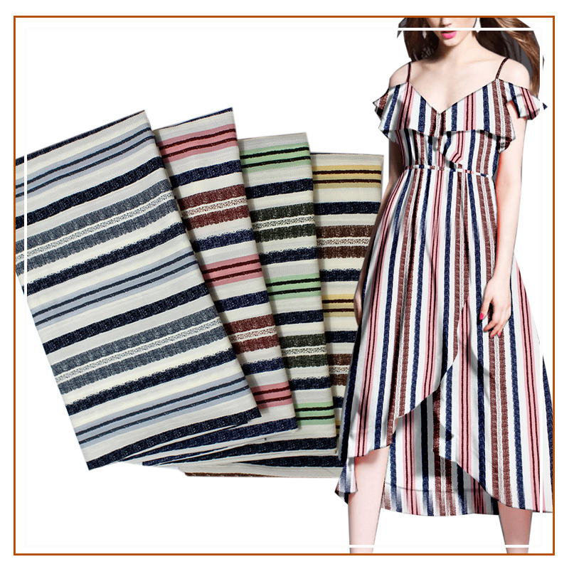 Wave Strip Printed Fabric All Polyester Vertical Stripe Shirt Dress Pajamas Fabric Fashion Geometric New Pattern