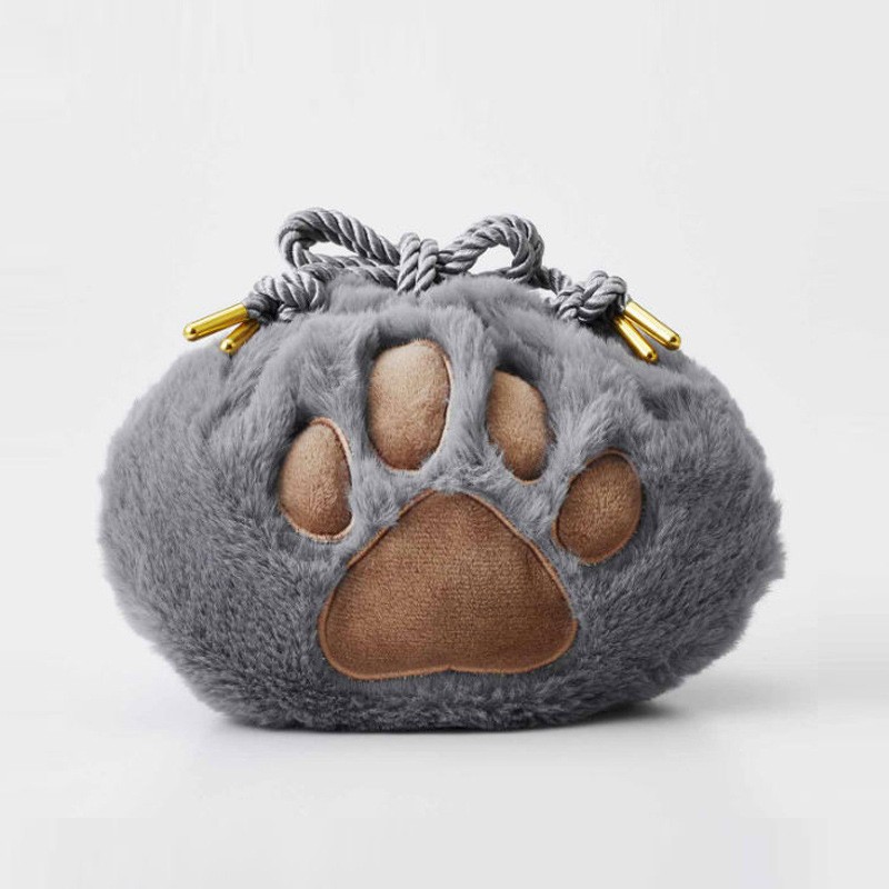 Picture of Japanese popular cute cat claw cosmetic bag drawstring drawstring drawstring storage bag plush lipstick bag wash bag