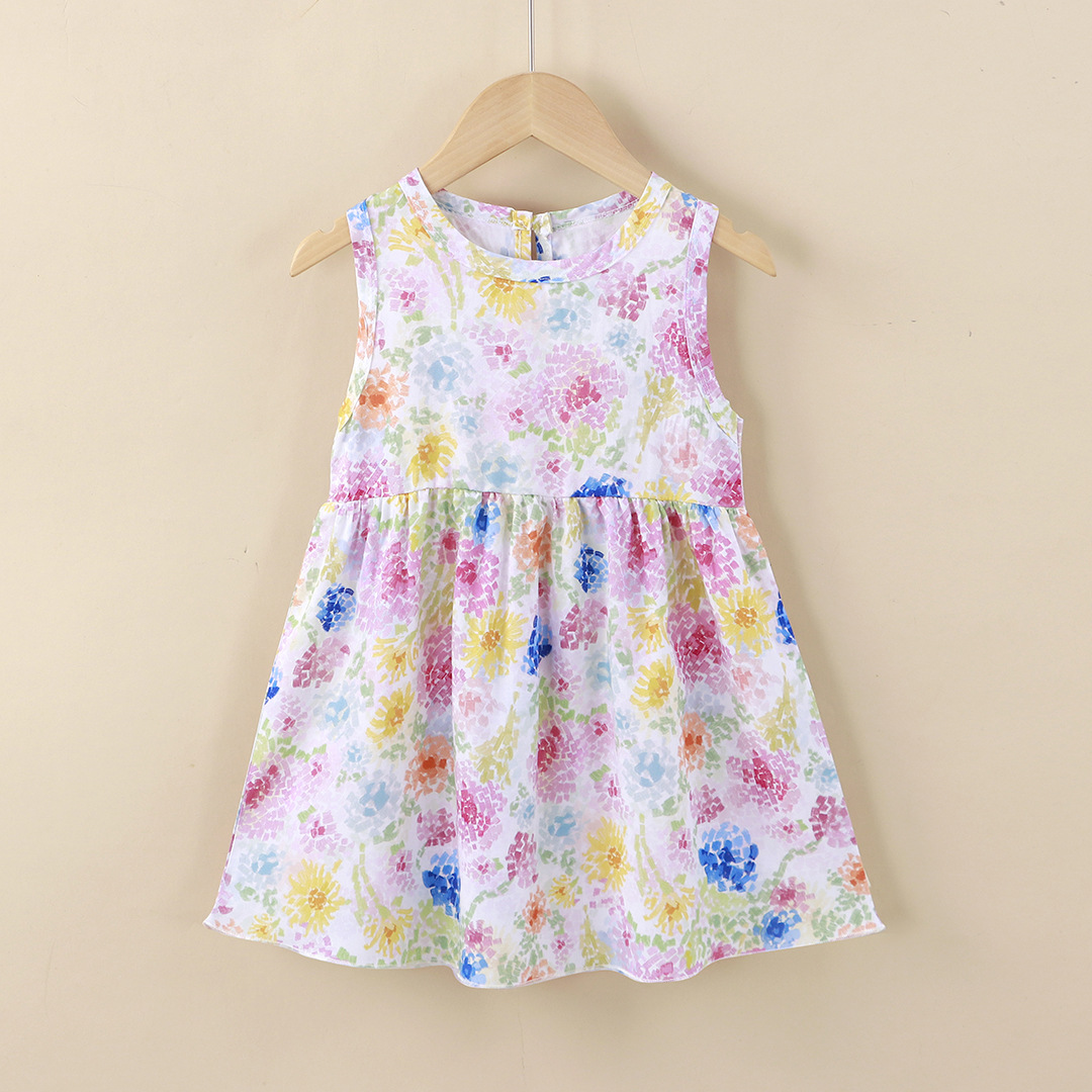 Picture of Girls' Dress Cotton Silk Summer New Style Medium and Large Children's Princess Dress Vest Dress Korean Style Girls' Dress Children's Clothing Wholesale