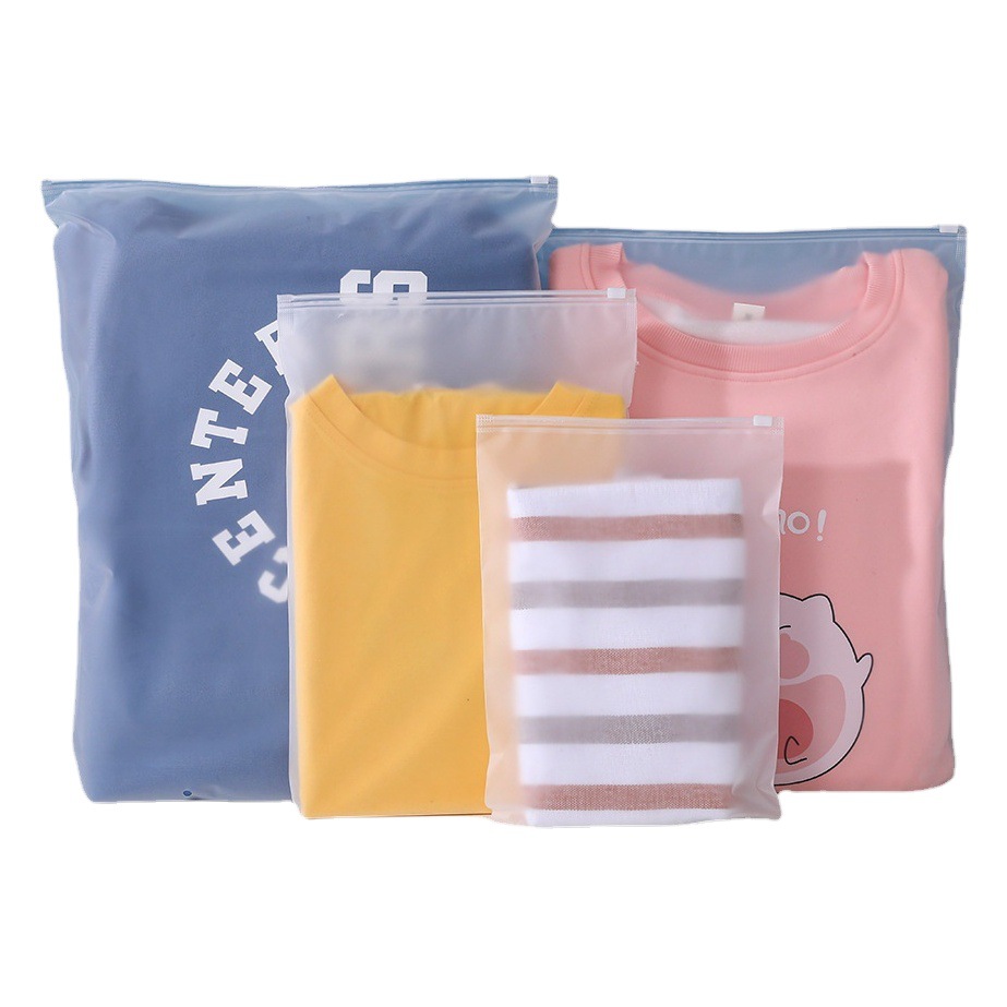 High-End Clothing Packaging Bags Wholesale Frosted Thickened Waterproof Household Storage Underwear Travel Clothes Zipper Bags
