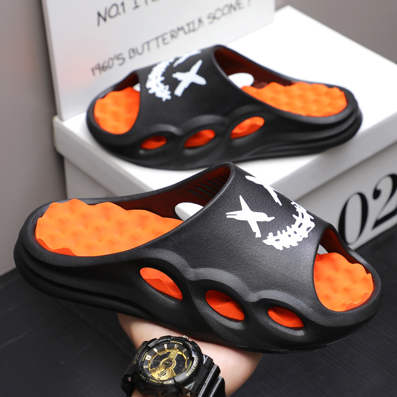 Eva Slippers Men's Summer Home Indoor Sandals Exterior Wear Fashionable Smiley Sports Beach Sandals for Men