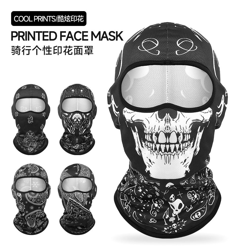 Cross-border Ruidong new Halloween skull mask mesh breathable pullover hat quirky personalized printed cycling mask