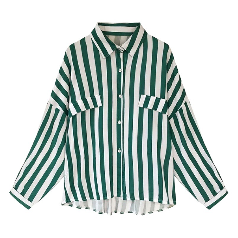 Chiffon Shirt Women's Autumn New Hong Kong Style Loose Large Size bf Striped Shirt Women's Long Sleeve chic Top Thin Jacket