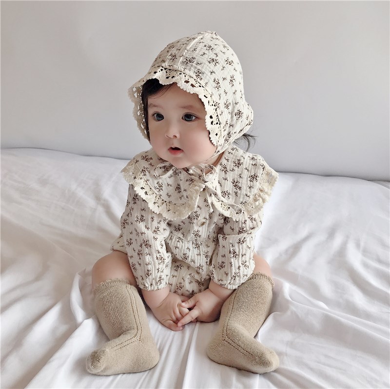 Picture of Children's Clothing Spring and Autumn Korean Style Baby Female Floral Bag Fart Clothes Baby Baby Lace Doll Collar Hatshirt Hatshirt
