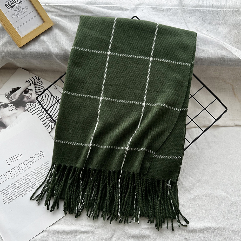 Picture of New Black and White Plaid Scarf Women's Korean Style Winter Warm All-match Imitation Cashmere Scarf Shawl High-end Couple Scarf