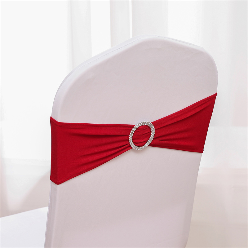 Picture of Backrest Flower Stretch Chair Cover Bow Banquet Decoration Free Wedding Ribbon Wedding Hotel Ribbon Stool Strap