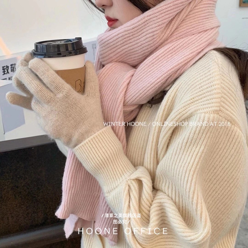 Picture of Korean Style Scarf 2024 Winter New Solid Color Internet Celebrity Female Couple Student All-match Knitted Thickened Warm Neck for Men