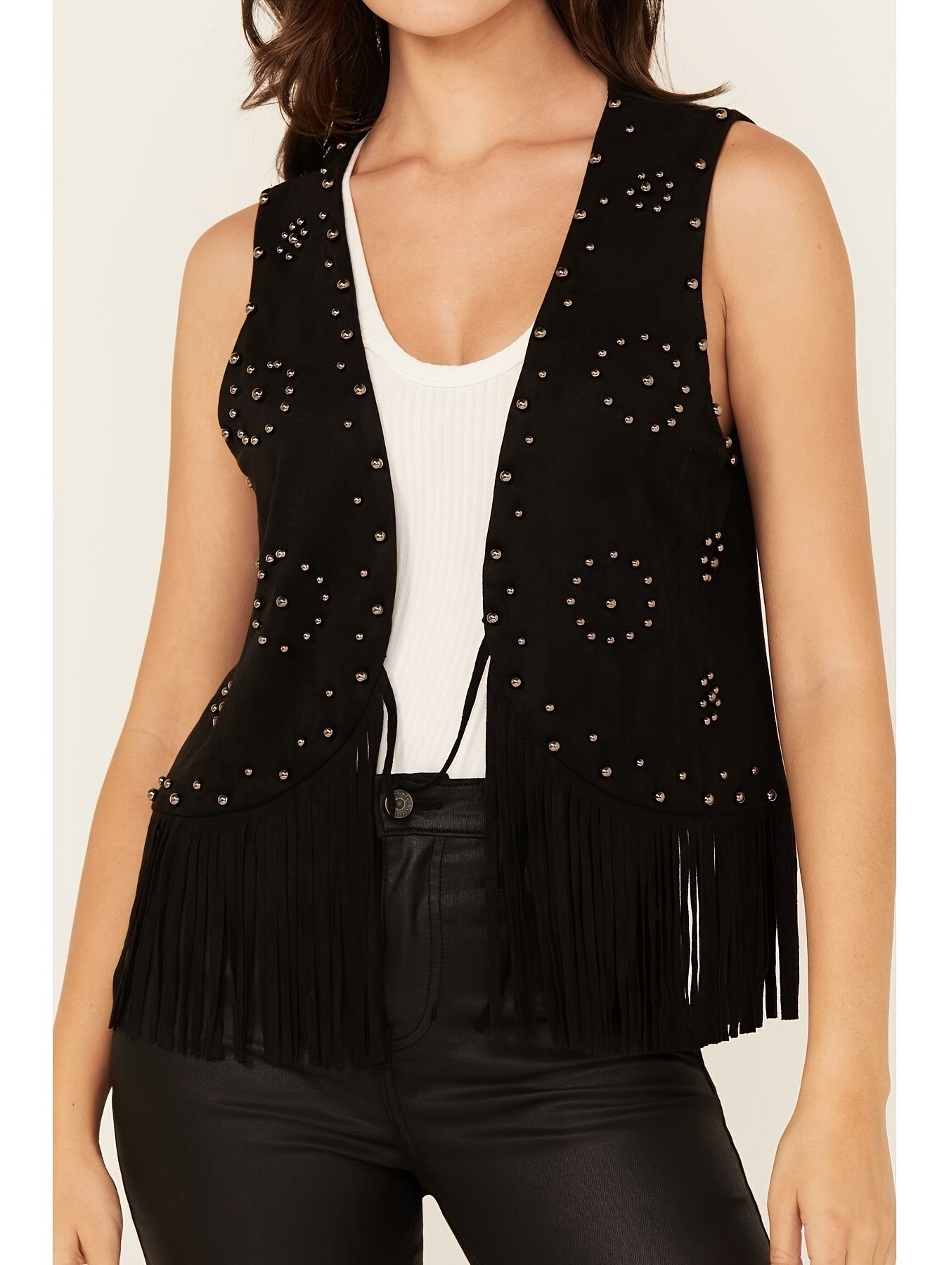 Cross-Border European and American Amazon Retro Suede Shawl Foreign Trade Tassel Hollow Vest High-End Fashion Sun Protection Outerwear