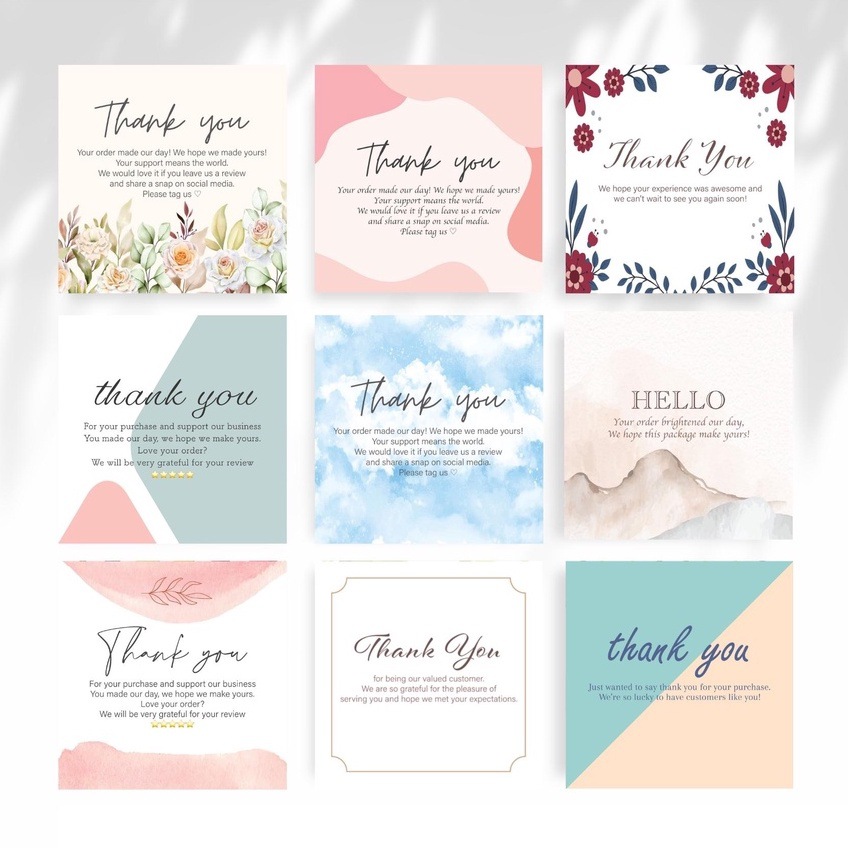 Picture of 30 Sheets/Pack Square Simple Thank You Cards Coated Paper Business Cards Gift Packaging Decorative Cards English Mini Thank You Cards