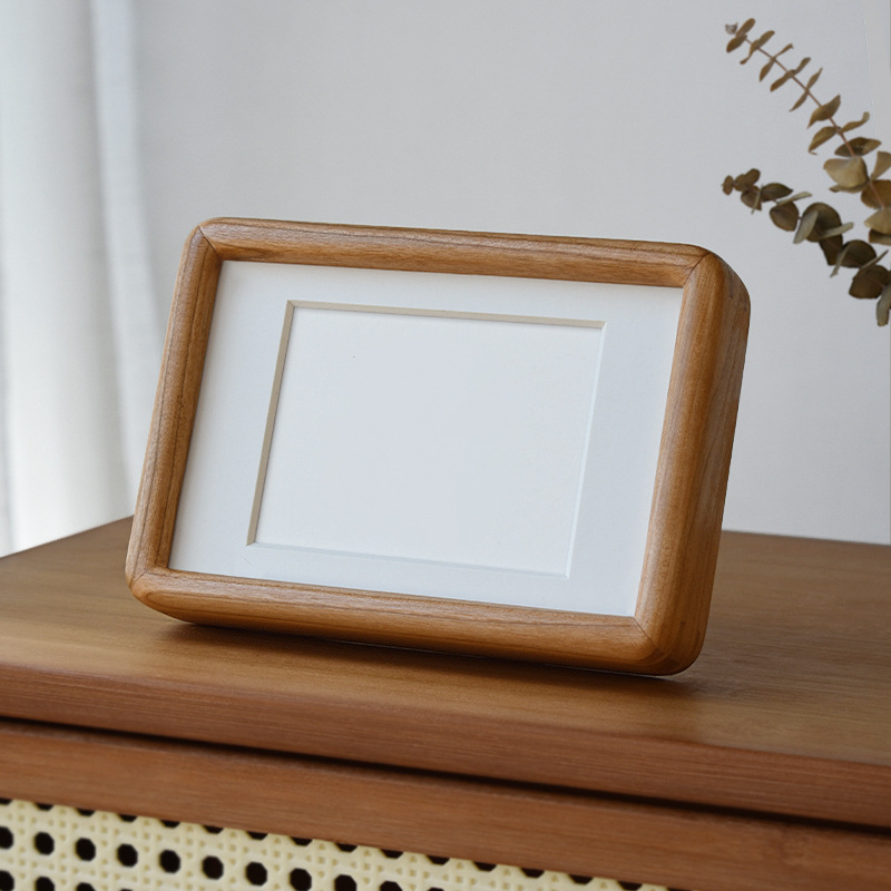 Picture of Black walnut wood moon photo frame set table mortise and tenon round corner moon birth day moon photo memorial cherry teak