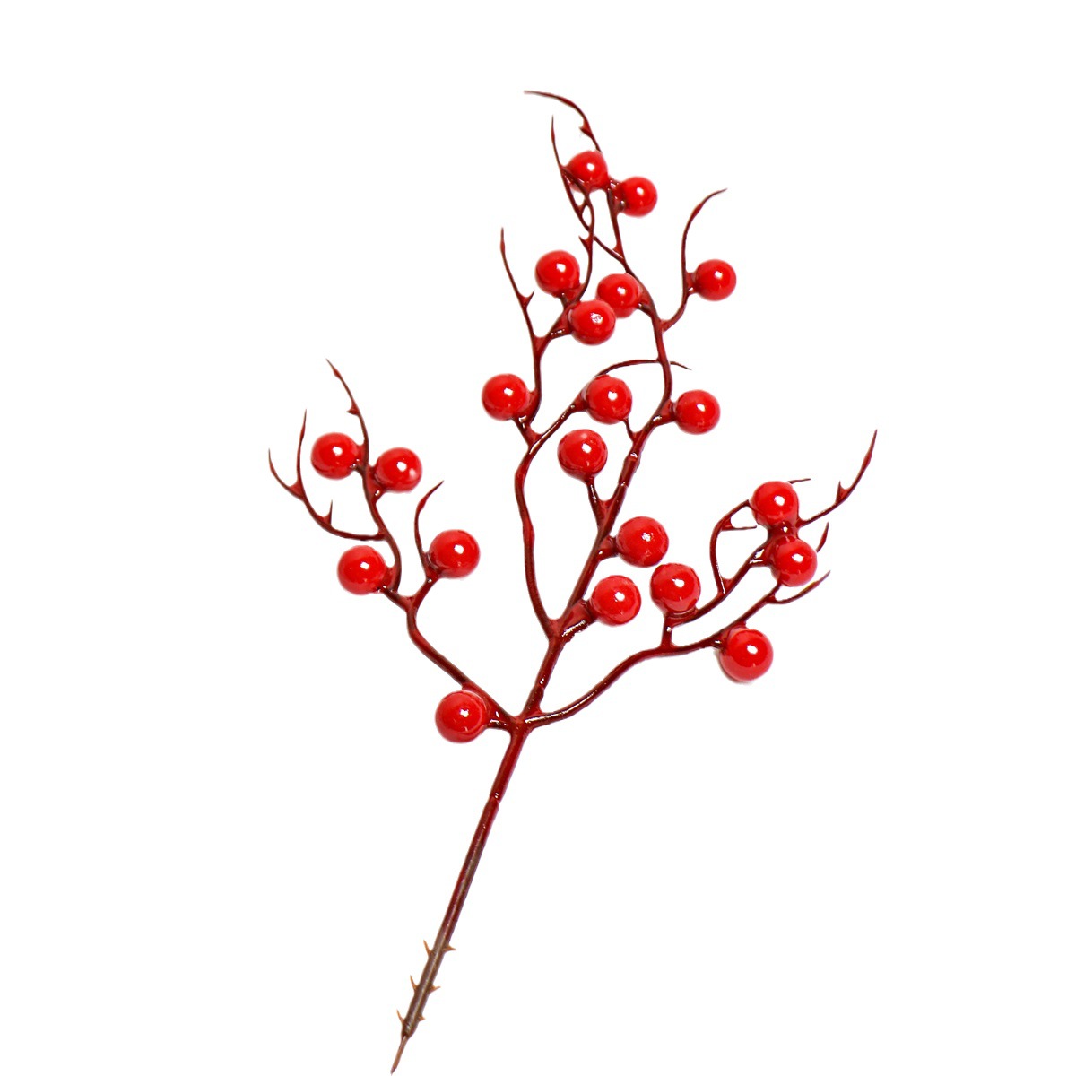 Picture of SOURCE factory simulation red berry 7 fork Christmas foam red fruit iron wire Christmas decoration accessories fortune fruit