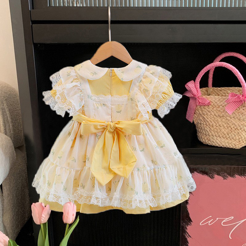 Girl's Lolita Summer Stylish Children's Princess Dress Baby Girl's Lace Mesh Dress Summer Dress