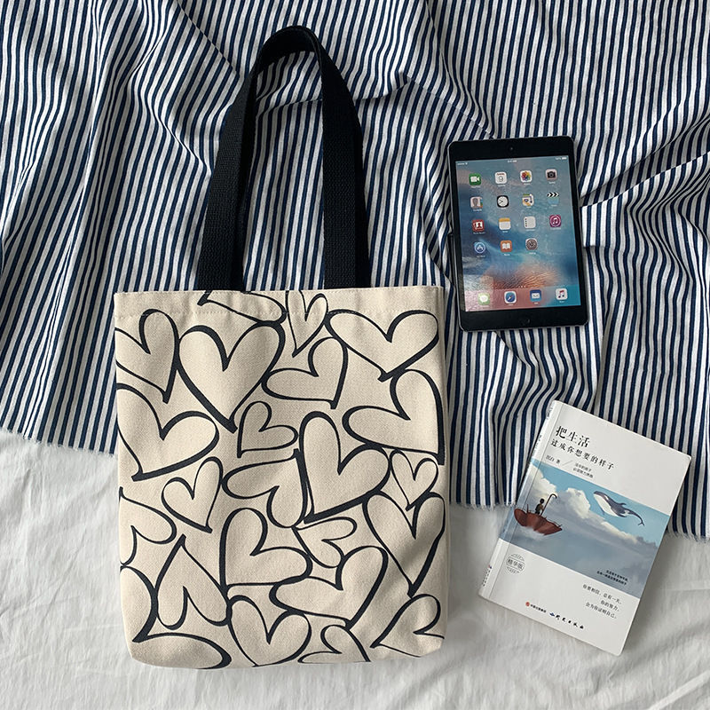 Picture of 2025 Korean Style Bag Love Wave Dot Canvas Bag Clouds Shoulder Bag Fashionable Simple Student Canvas Bag Crossbody Bag